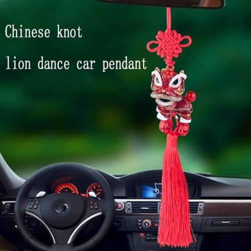 Chinese Knot Lion Dance Tassel Inner Jewelry Mascot Lion Dance Pendant Peace Sign Rearview Mirror Lanyard Car Pendant