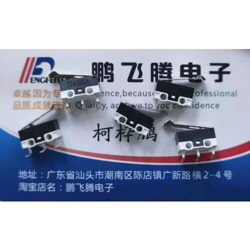 5PCS/lot Shuang Feiyan Microsoft Logitech Rectangular 3-pin Mouse Micro Switch, 90-degree bent foot, left-curved side button