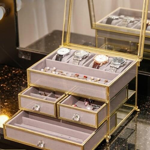 Handmade Dustproof Jewelry Box Earring Storage Box Desktop Stud Earrings Storage Gadgets Capacity Affordable Luxury Watch Box