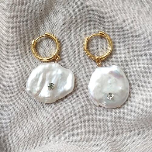 Novelty natural freshwater pearls earrings geometric shape korean design boucles d oreille femme high quality handmade jewelry