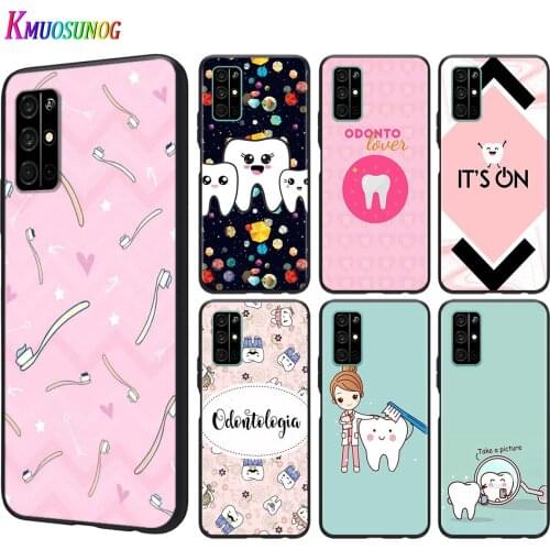 Silicone Black Cover Dentist Teeth Cartoon for Huawei Honor 9A 9C 9S 9X Lite 10 10i 20 V20 20S 30 Pro Lite Phone Case