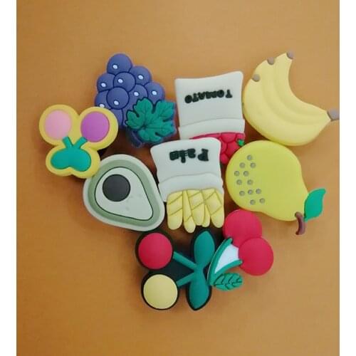 Cute PVC Shoes Charm List For Sale 9 Kinds Of Fruit Garden Shoe Buckles Decorated As Crocodile Wristband Jibz Kids Party