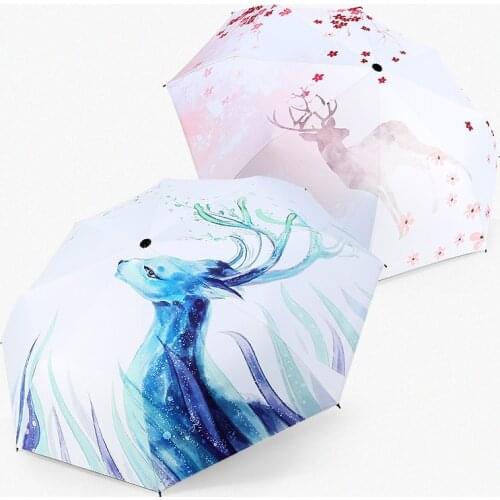 Folding Compact Outdoor Travel Umbrellas Rain Women Sun Umbrella Anti-UV Protection Men Parasol Sun Female Custom Christmas gift