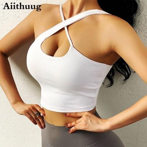 Aiithuug Sports Bra for Women Longline Padded Bra Gym Yoga Crop Tank Tops Fitness Workout Running Top Comfortable Workout Crop