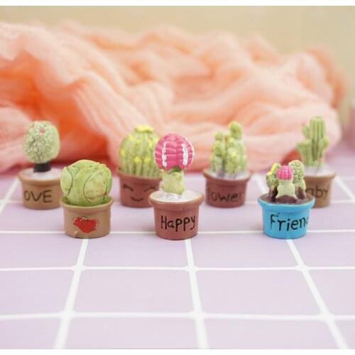 Style 4 PCS Succulent potted ornaments DIY resin pots garden decorations cactus micro landscape mini statues crafts decorative