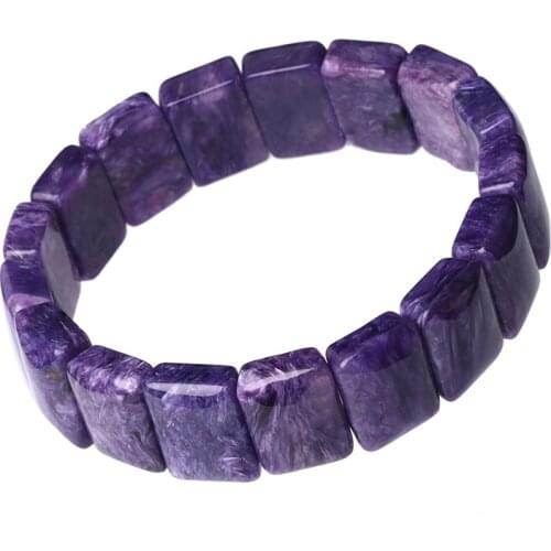 12*16mm AAA Genuine Natural Stone Purple Charoite Stretch Bracelet