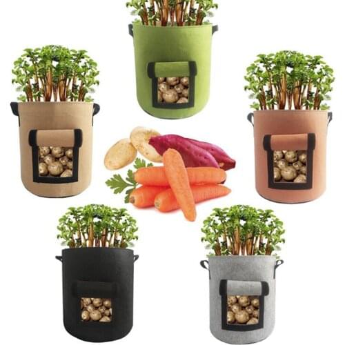3 Size Potato Grow Bags Garden Tomato Plant Bag Fabric Sack Spuds Root Pots Vegetable Planting Bags with Handles