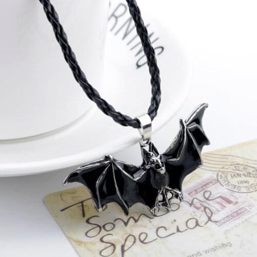 Vintage All Saints' Day All Hallows' Day Hallowmas Demon Vampire Bat Enamel Rope Chain Pendant Necklaces For Women /Men Jewelry