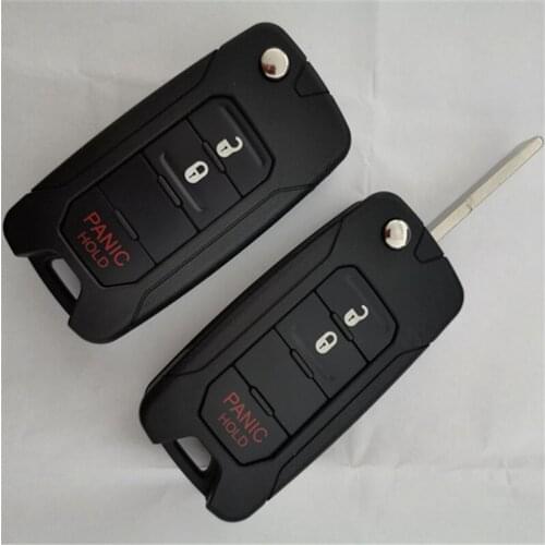 DAKATU Replacement Flip Remote Key Shell Case Fob 3 Button for Jeep Renegade For Chrysler with uncut SIP22 blade