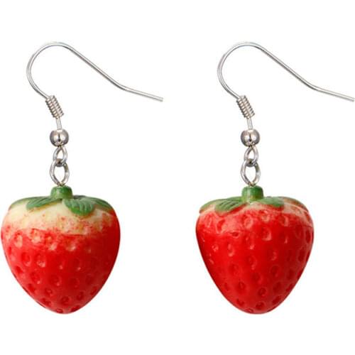 Trend 2021 New Fruit Strawberry Earring Female Lovely Girl Simulation Red Strawberry Creative Fashion Womens Jewelry