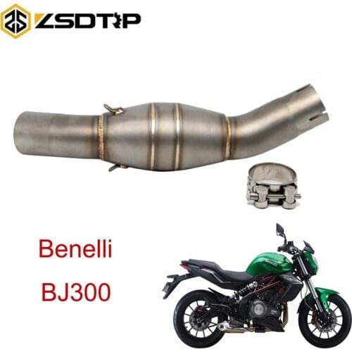 ZSDTRP 50.8mm Motorcycle Exhaust Muffler Middle Pipe For Benelli BJ300GS With Back Pressure