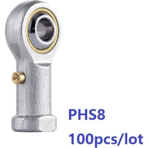 100pcs/lot PHS8 hole 8mm female thread ball joint bearing right/left hand Rod Ends Bearings Fish Eye Rod End Joint Bearing