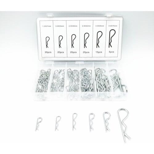 110PC wave split pin spring pin galvanized split pin B type pin shaft pin latch lock R type pin combination set