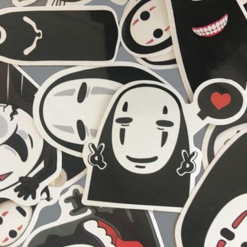 12pcs No Face Man Cartoon Stickers Spirited Away Miyazaki Hayao Anime Figure Waterproof Car Trolley Suitcase Graffiti Decals Hot