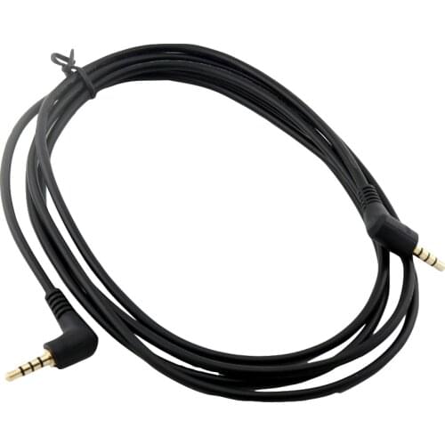 1x 1.8m/6ft Gold Plated Stereo 3.5mm 4 Pole Right Angle Male to Male Plug M/M Extension Audio Cable Cord Black