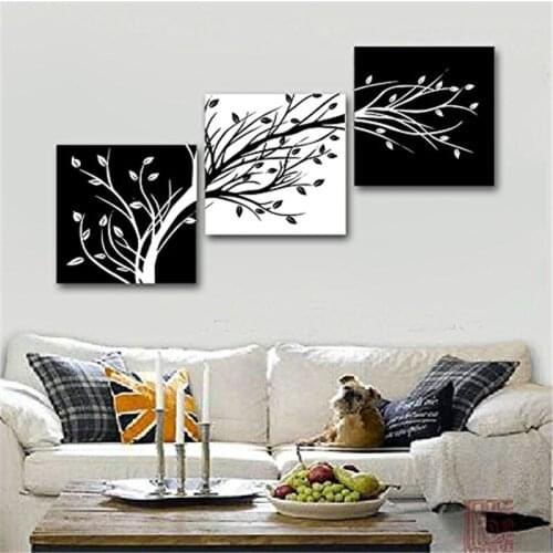 3 Piece Canvas Prints Wall Art Balck and White For Living Room Kitchen Wall Decor Leaves Pictures Paintings