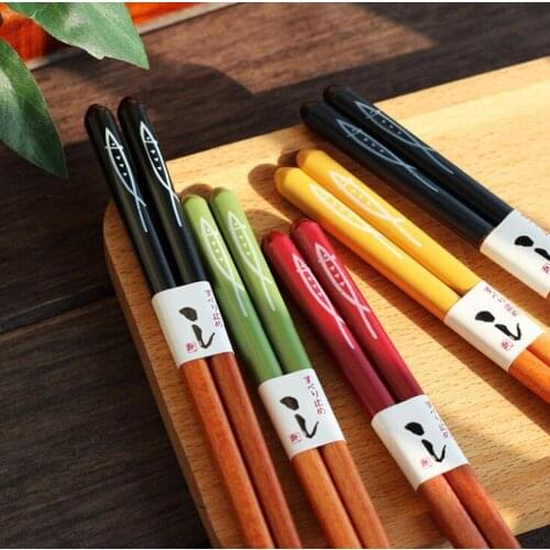 5 Pairs Environmentally Friendly Portable Japanese Reusable Chopsticks Natural Annatto Chopsticks Chinese Set Wood Travel Suit