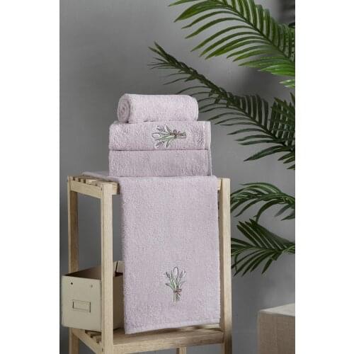 Bath Items Tulipa 100% Cotton 50x80 Embroideried And Ruched Towel
