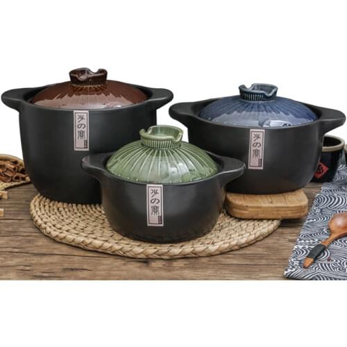 Retro Large Casserole Japanese High Temperature Ceramic Casserole Health with Lid for Gas Stove Cazuela Kitchen Cookware ZY50SG