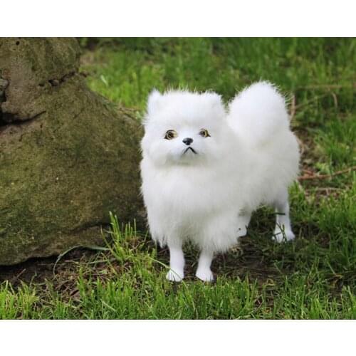 Large 24x20cm simulation white Pomeranian dog polyethylene&fur standing Pomeranian model handicraft home decoration gift b1628