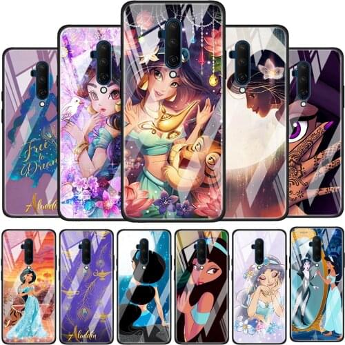 Disney Jasmine Princess Tempered Glass Cover For OnePlus Z 7 8 9 7T 8T 9R Nord 5G Pro Silicone Phone Case Coque