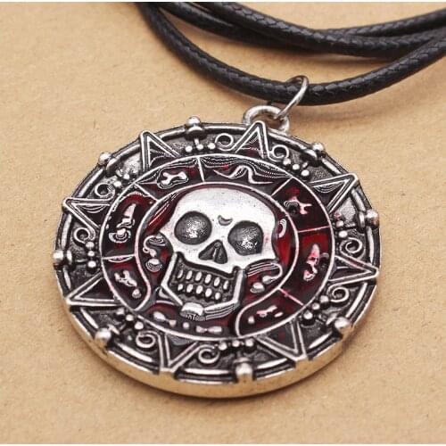 Skull Circular Double-Sided Pattern Rune Pendant Necklace Men And Women European And American Dark Style Popular Jewelry
