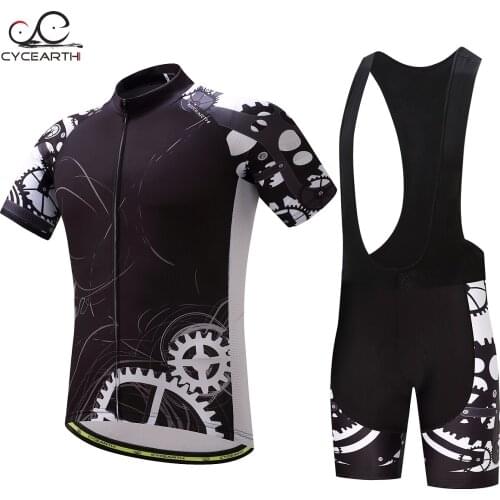 CYCEARTH 2017 Men New cycling jersey short sleeve bib shorts set clothes breathable Bicycle Clothing Maillot Ropa Ciclismo CE032