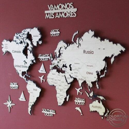 Decorative Metal 2 Size-Country Steel World Map European Continental Wall Decor Table Real Decoration 3D 3 Dimensional