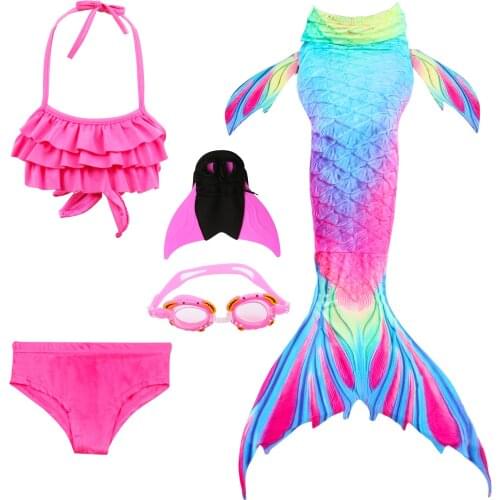 Fancy Mermaid Tails Fins Monofin Flipper Mermaid Swimming Tails for Kids Girls Summer Beach Wear Swimsuits Cosplay Costume