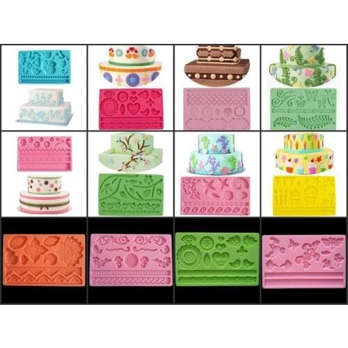 Cake Decorating Silicone Mold Chocolate Mould Pastry Tools Baking DIY Embossed Roses Print Pads Sugar Tools Fondant Cake Tools