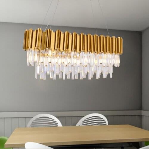 Chandelier Lighting Crystal LED Chandeliers Light Fixture Golden Suspension Hanging Lamp Lustre luminaria for Dining Living Room