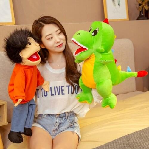 Hand Puppet Plush Stuffed Animal Childrens Toy with Movable Mouth for Storytelling Stage Props Imagination Play for Kids Doug