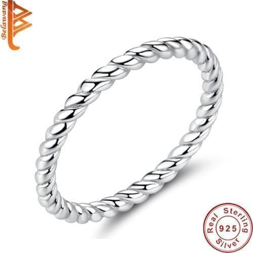 Genuine S925 Stackable Twist Ring Silver Sterling 925 Real Ring for Women Trendy Wedding Engagement Jewelry Gift 2019