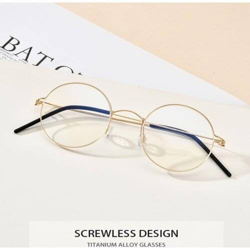 2020 Hand-Made Titanium Eyewear Prescription Eyeglasses Frame Women Round Myopia Optical Denmark Korean Glasses Frame Men