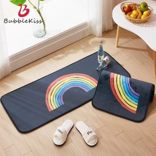Bubble Kiss Kitchen Carpet Rainbow Pattern Rug Home Cartoon Floor Mat Kitchen Door Mat Absorbent Carpet Balcony Casual Area Rugs