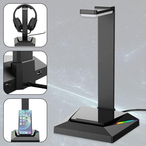 Multi-function Headphone RGB Desktop Stand Simple Display Earphones Holder PC Monitor Wall Hook Desktop Mount Earphones Stand