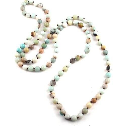 MOODPC Fashion Jewelry Semi Precious Stones 108pc Stone Long Knotted Necklaces