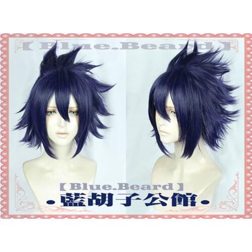My Hero Academia Boku no Hiro Akademia Amajiki Tamaki Cosplay Wig Dark Blue Mixed Purple Short Synthetic Hair Perucas + Wig Cap