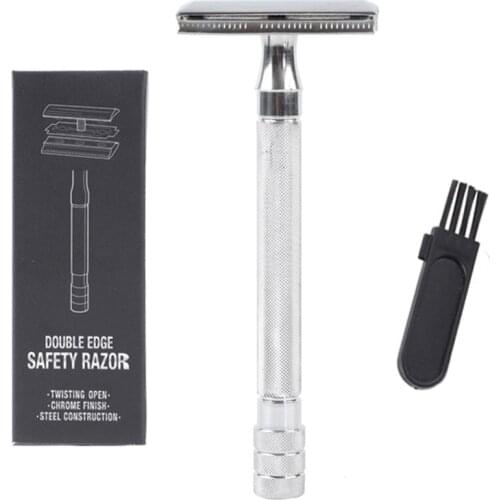 Mens Manual Shavers Classic Safety Razor Metal Razor With Brush Double Edge Mens Hand Shaver Old Style Razor Safe Reliable