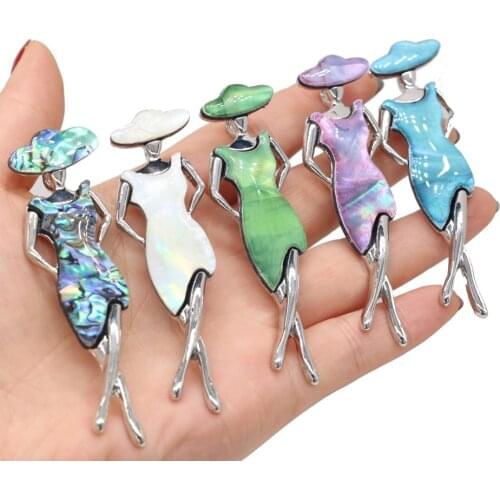 Natural Shell Brooch Pendant Beauty 22x80mm DIY for Jewelry Making Necklaces Accessories Gift for Women