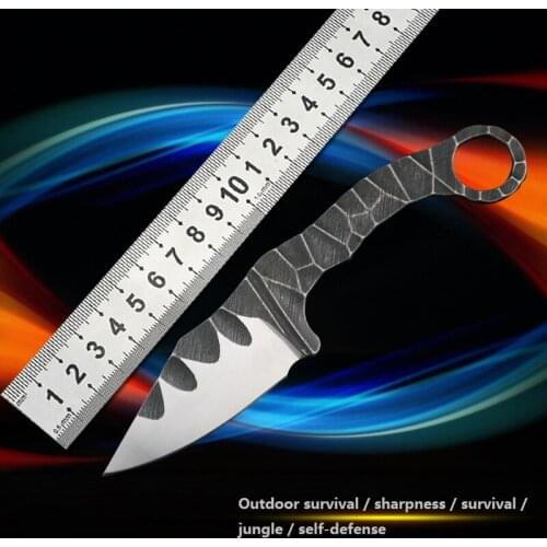 Outdoor survival hunting knife multifunctional self-defense straight knife camping knife fixed blade pocket knife DC53 steel