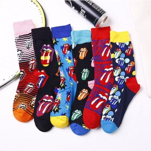 Europe and The United States Original Men and Women Couples Tide Socks Cartoon Big Tongue Cotton Socks Personality Hip Hop Socks