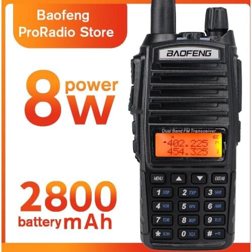 Baofeng UV-82 8W Two-way Radio Dual-hand With Earphone 136-174/400-520 MHz FM CB Ham Walkie Talkie For Adult Outdoor Transceiver