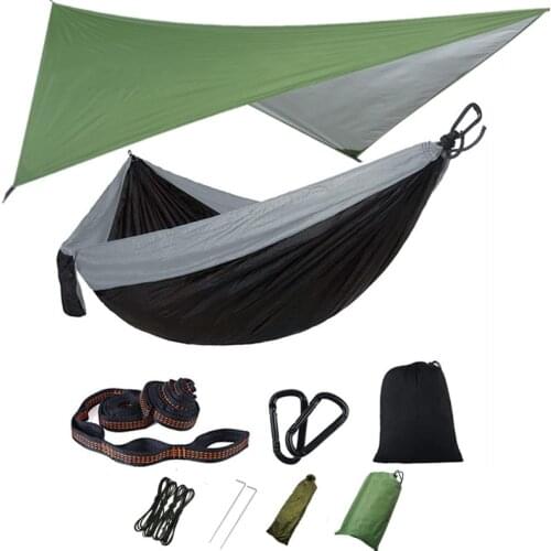 Camping Hammock Portable Hammocks with Sun Shelter,Lightweight Nylon Parachute Hammocks with Rain Fly for Travel,Backyard,Hiking