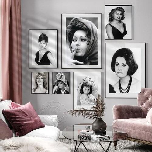 Sophia Loren Poster, Sophia Wall Decor, Loren Canvas Painting, Star Poster, Movie Poster, Black and White Poster, Home Decor
