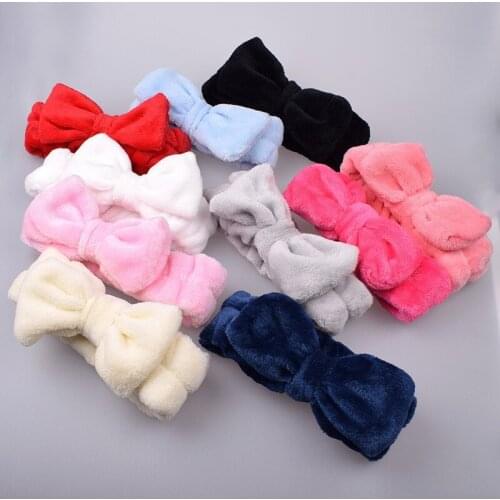 Coral Fleece Hairbow Cross Headband For Wash Face Makeup Lady Bath Mask Cosmetic Hairband Elastic Soft Turban Hair Accessories