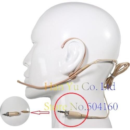 Detachable mini Beige Omni-Directivity Dual Hook Headset Microphone for Sennheiser Wireless Mic System