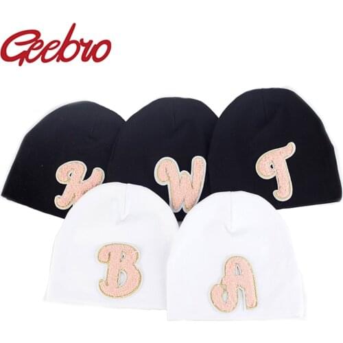 Geebro Baby DIY Letter Hat Newborn Cotton Baby Hat Solid Color Cute Casual Warm Beanie For Baby Girls Boys