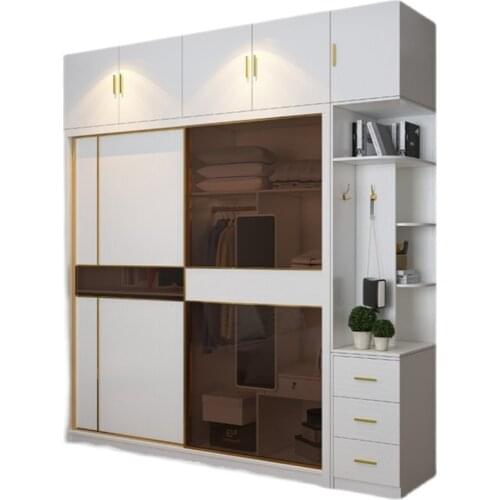 Push-pull wardrobe assembles the modern simple overall sliding wardrobe in the primary and secondary bedrooms of the home