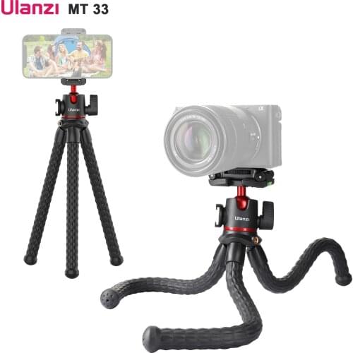 ULANZI MT-33 Mini Octopus Tripod with Cold Shoe Mount 360° Rotatable Panoramic Ball Head Quick Release Plate Max. Load 2KG